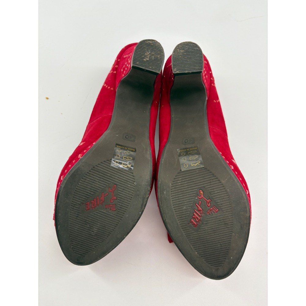 Miss L Fire Poiret Red Glitter 1940s Rockabilly Heels US 9 EU 40 - Picture 7 of 9